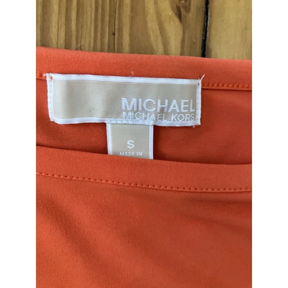 Michael Kors Shirt Sz S Orange‎ Zipper Long Sleeve